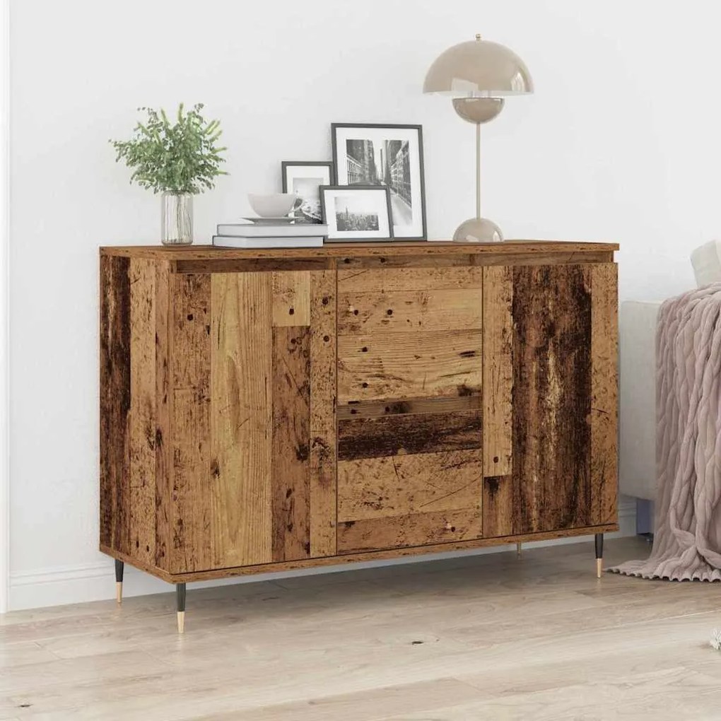 vidaXL Πλαϊνό γραφείο με συρτάρι Παλαιό ξύλο 101.5 x 35 x 70 εκ