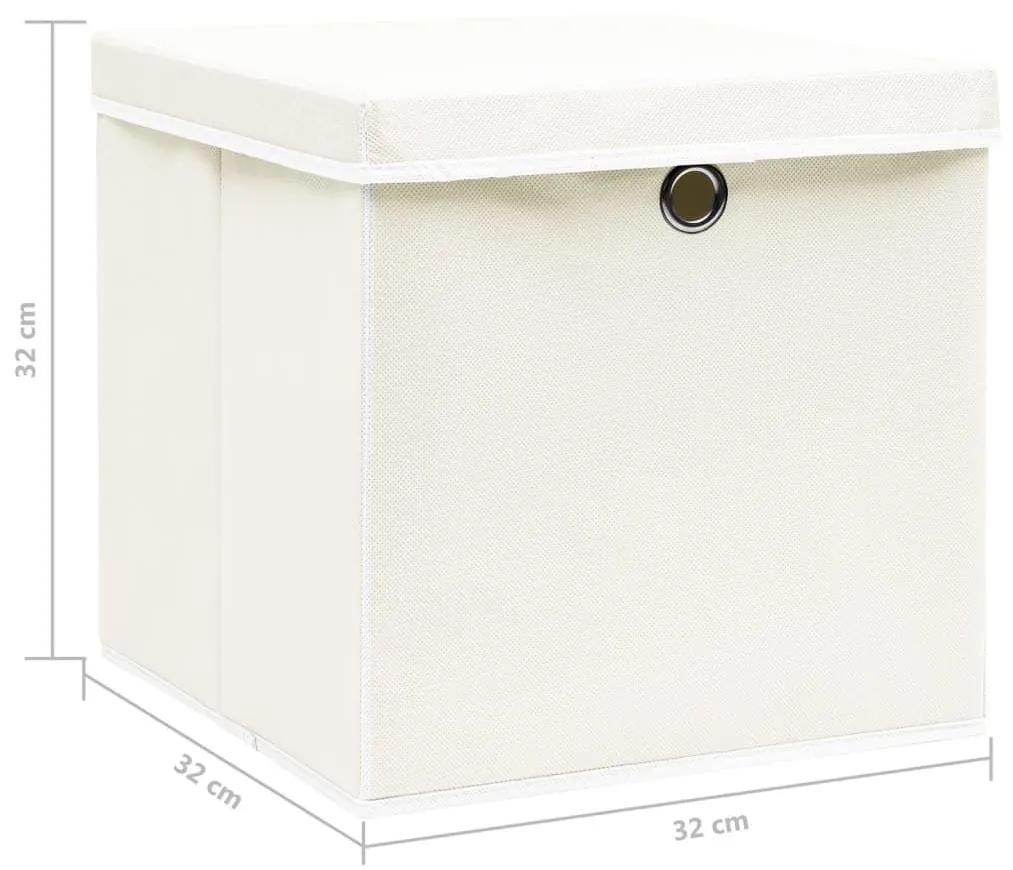 Κουτιά Αποθήκευσης με Καπάκια 4 τεμ Λευκά 32x32x32εκ Υφασμάτινα - Λευκό