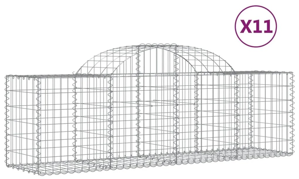 vidaXL Συρματοκιβώτια Τοξωτά 11 τεμ. 200x50x60/80 εκ. Γαλβαν. Ατσάλι