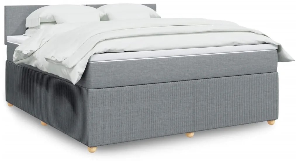 vidaXL Κρεβάτι Boxspring με Στρώμα Ανοιχτό Γκρι 180x200 εκ. Υφασμάτινο