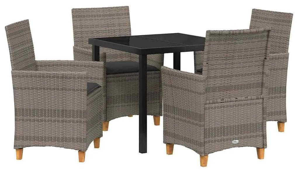 vidaXL Σέτ φαγητού για κήπο 5 pcs Γκρι συνθετικό ρατάν