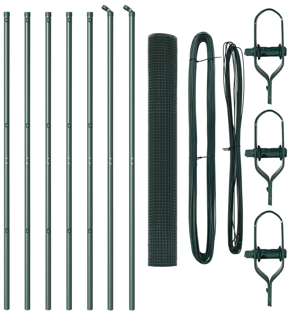 vidaXL Welded Wire Fence με 7 Στύλους Πράσινο 1.2x10 μ Ατσάλι
