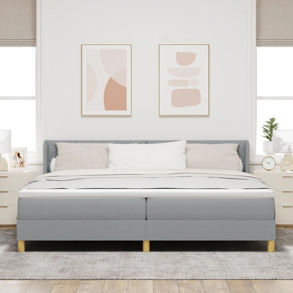 vidaXL Κρεβάτι Box Spring, Ανοιχτό Γκρι, 200x200 cm Υφασμάτινο