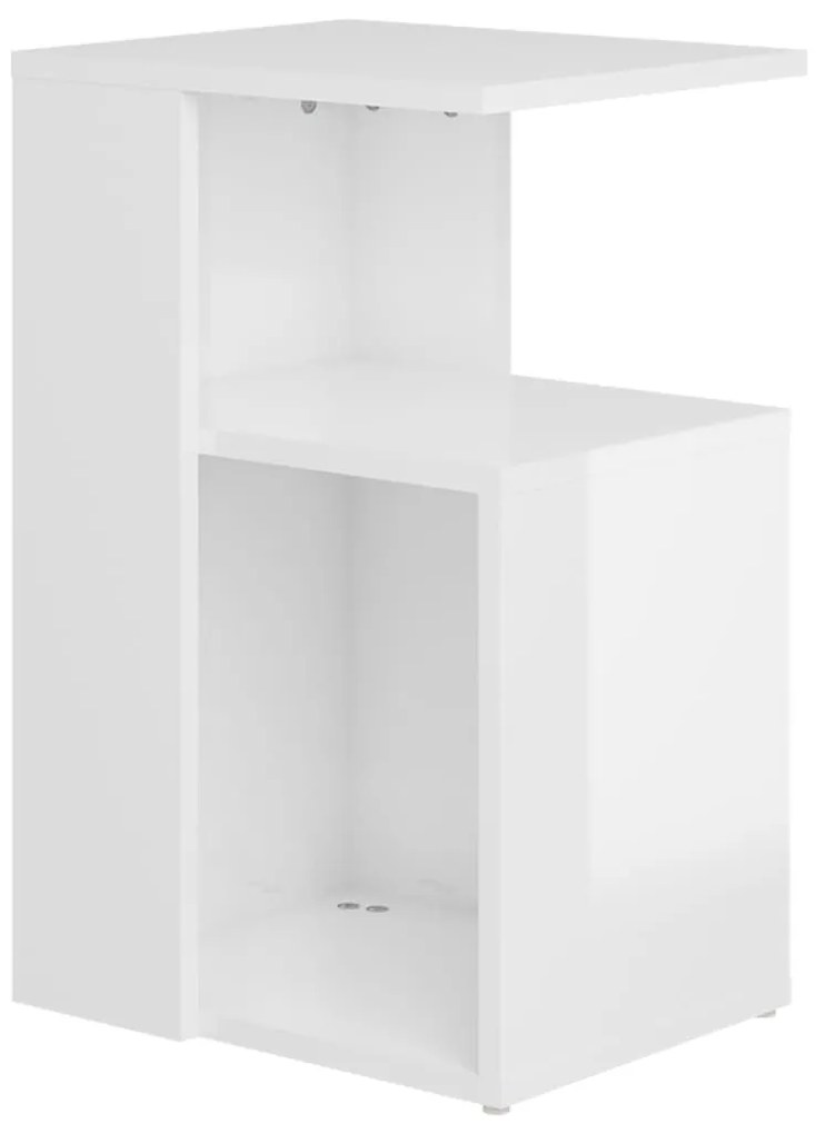 Τραπέζι Βοηθητικό Γυαλιστερό Λευκό 36 x 30 x 56 εκ. Μοριοσανίδα - Λευκό