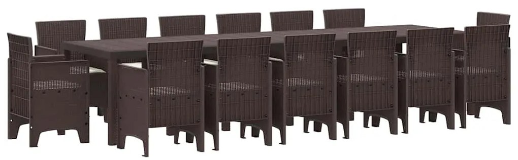 vidaXL Σέτ φαγητού για κήπο 15 pcs Καφέ Rattan Polt