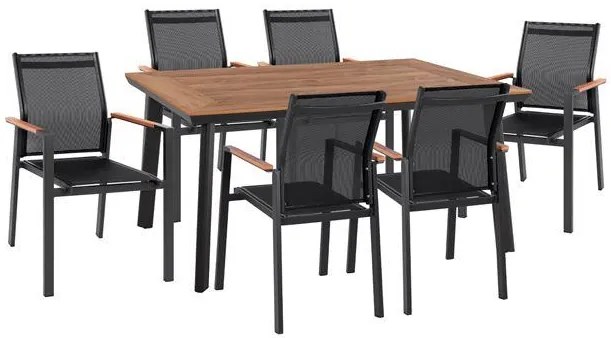 Σετ κήπου Τραπεζαρία HM5242.02 7τεμ Γκρί Polywood - Αλουμίνιο