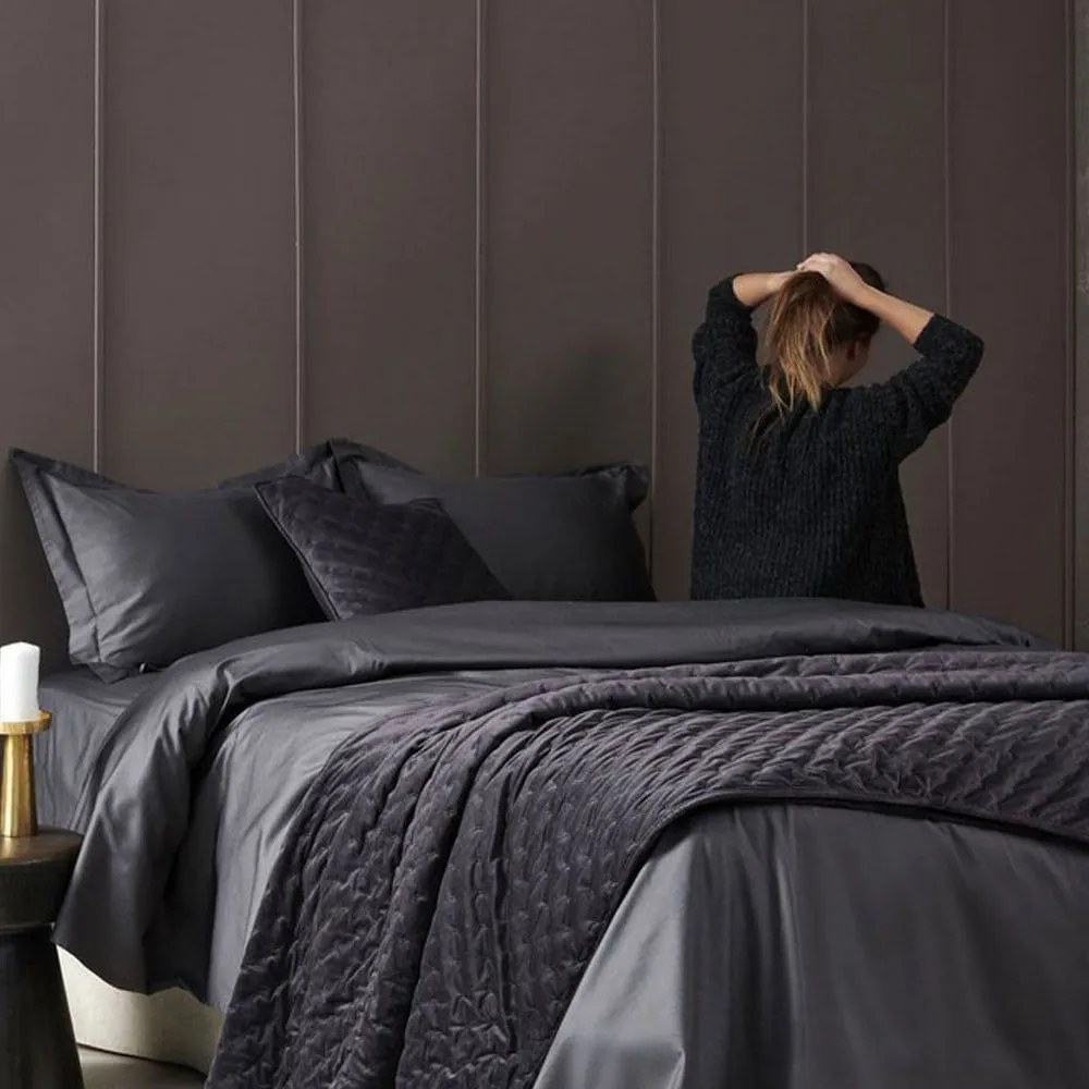 Σεντόνι Luxe Sateen Coal Palamaiki Υπέρδιπλo 245x270cm 100% Cotton Satin