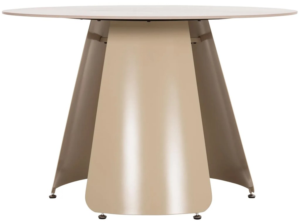 Τραπέζι Τραπεζαρίας SEDAR Στρογγυλό Κεραμικό Τop και Κρέμ Μεταλλικά πόδια Φ120x78Υεκ. 120x120x78 εκ.