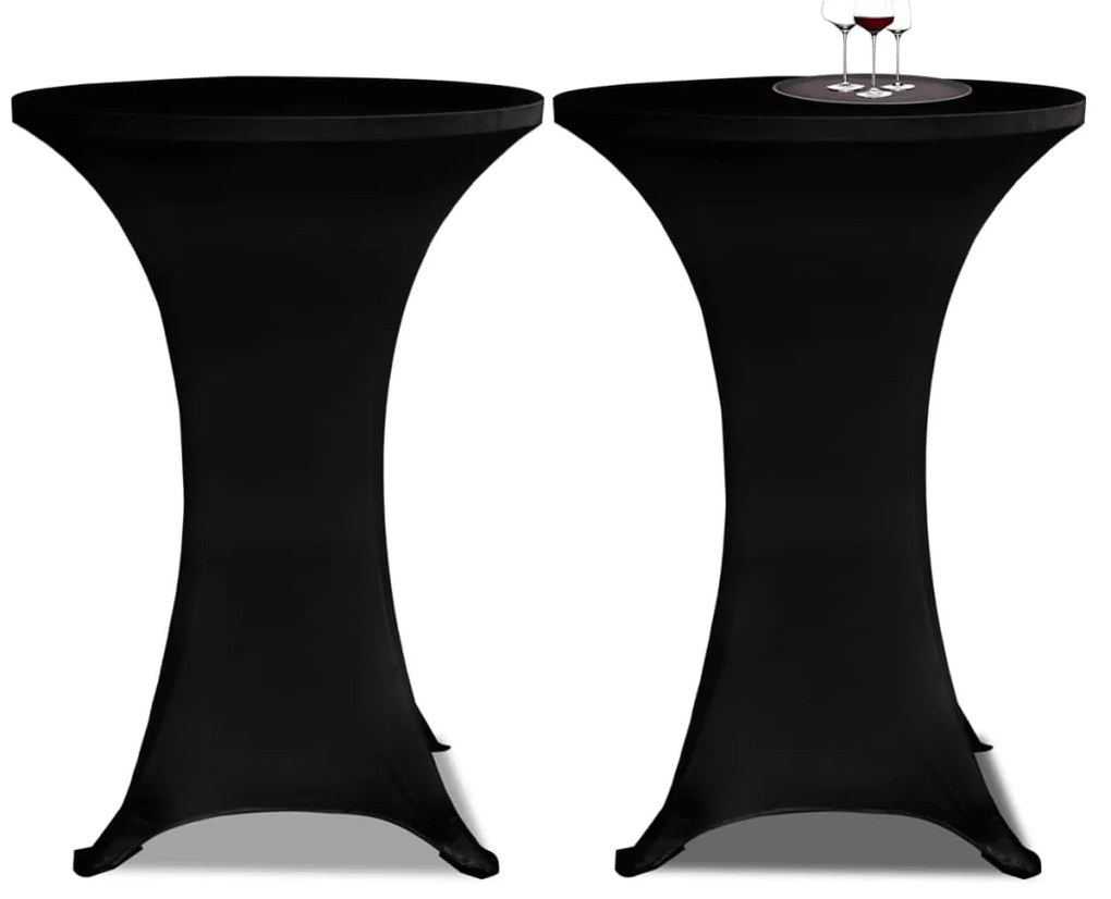 vidaXL Κάλυμμα Τραπεζιού Stretch 4 τεμ. Μαύρο Ø 80 εκ.