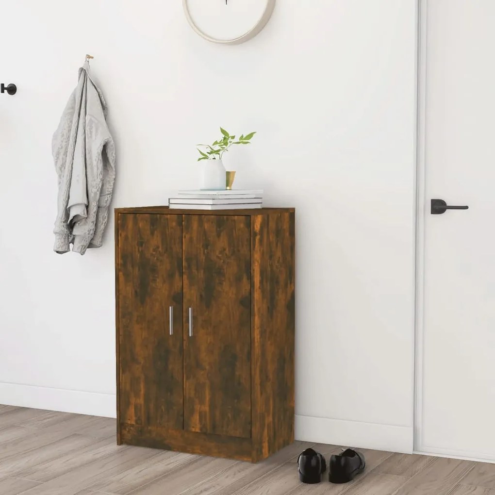 vidaXL Παπουτσοθήκη Καπνιστή Δρυς 60x35x92 εκ. από Επεξεργασμένο Ξύλο