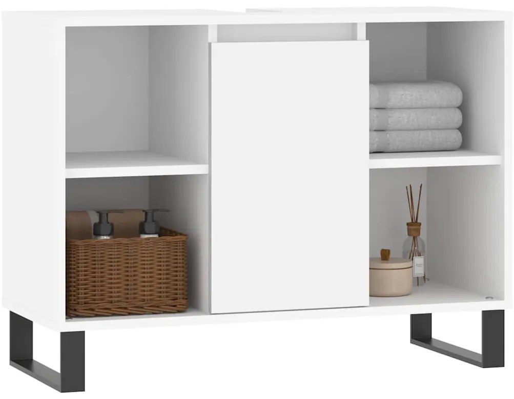 vidaXL Ντουλάπι Μπάνιου Λευκό 80 x 33 x 60 εκ. Επεξεργασμένο Ξύλο