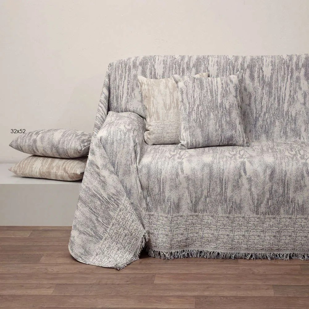 Ριχτάρι Ζακάρ Des.1532 Grey Anna Riska Διθέσιο 180x240cm 100% Βαμβάκι