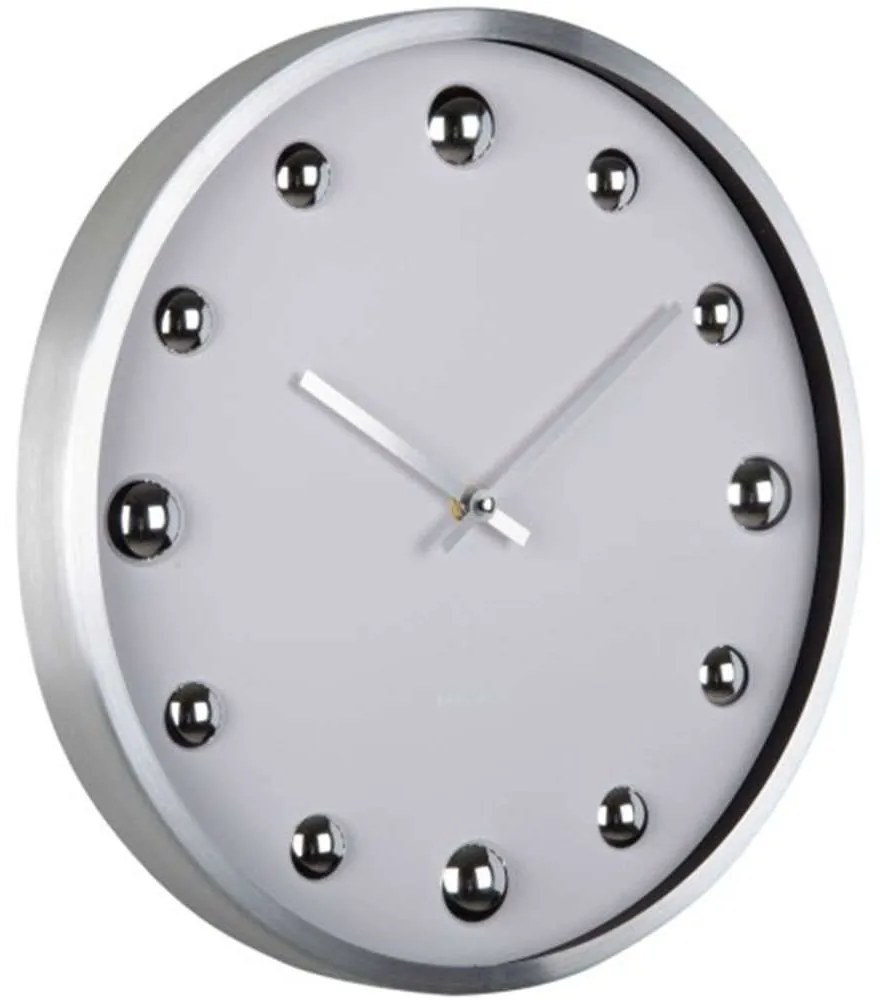 Ρολόι Τοίχου Shiny Dots KA5971WH Φ35,5x4,2cm White-Silver Karlsson Aluminium