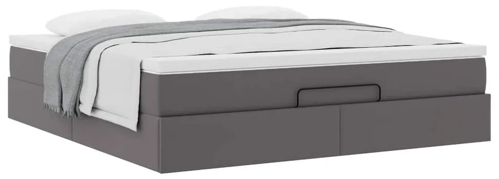 Οθωμανικό κρεβάτι με στρώμα Γκρι 180x200cm Faux Leather 3311054