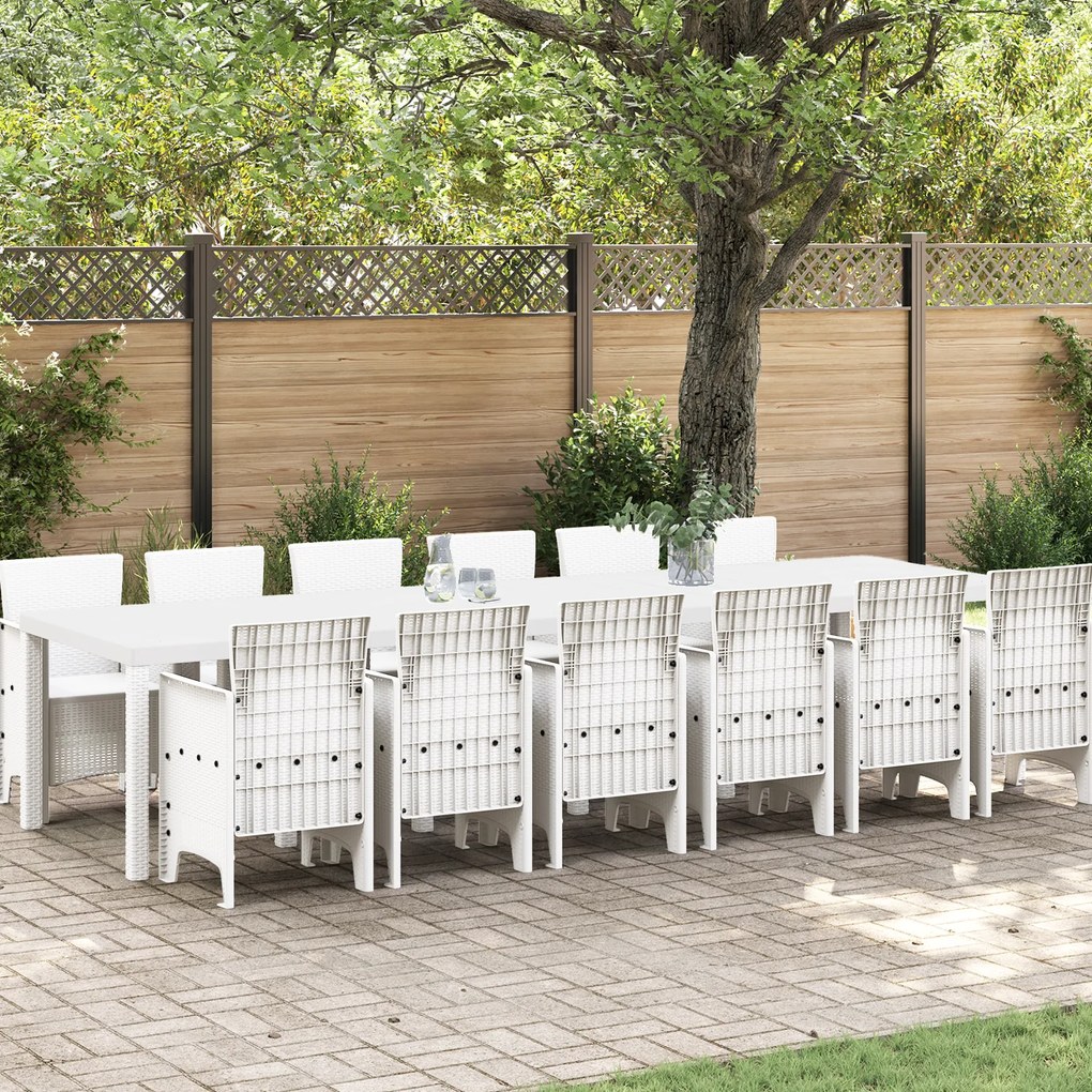 vidaXL Σετ Τραπεζαρίας Κήπου 13 pcs Λευκό Μεγάλο Πλαστικό