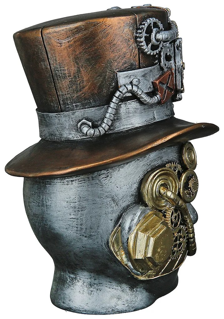 ΔΙΑΚΟΣΜΗΤΙΚΟ ARTELIBRE STEAMPUNK ΓΥΝΑΙΚΕΙΟ ΠΡΟΣΩΠΟ ΑΣΗΜΙ POLYRESIN 18X16X20CM