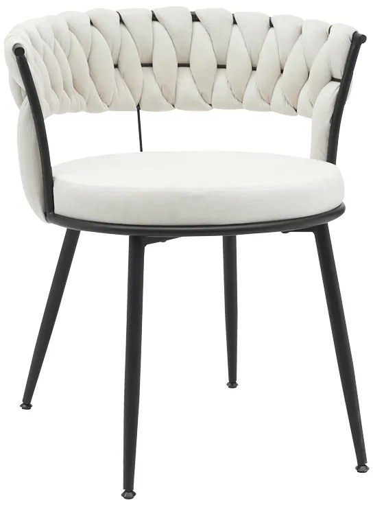 Πολυθρόνα Alkia pakoworld σε κρεμ βελούδο με πόδι μαύρο μέταλλο 60x57x68εκ