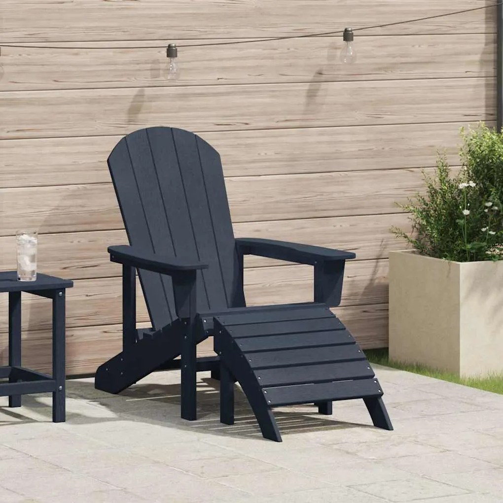 vidaXL Πολυθρόνα Adirondack με Ποδόμακτρο σε Ναυτικό Μπλε HDPE
