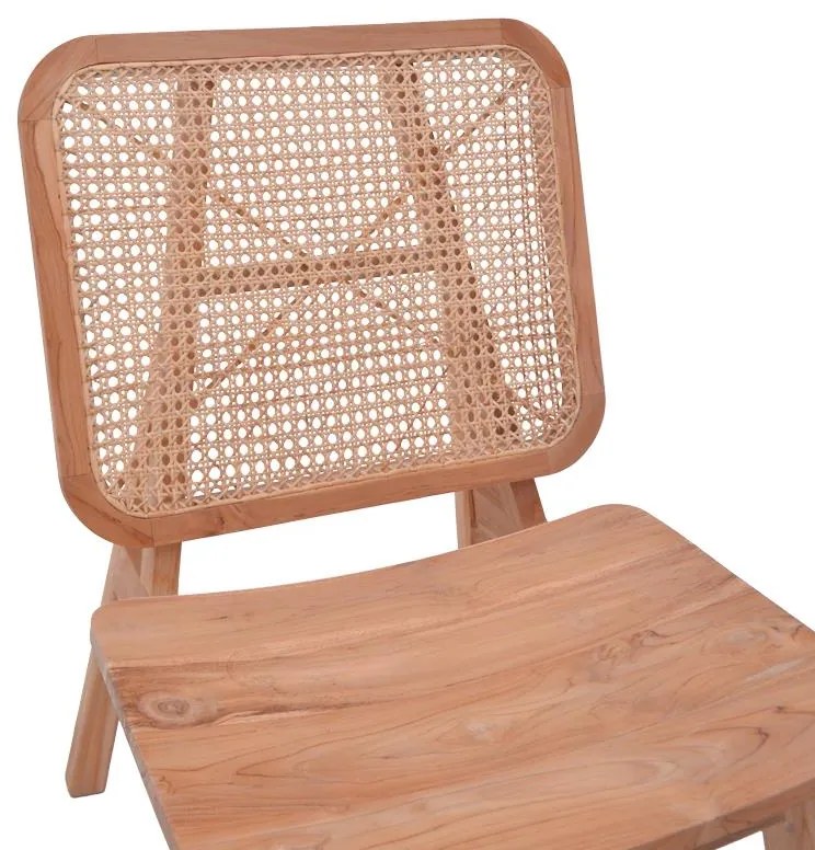 Καρέκλα Viborg φυσικό teak ξύλο-φυσικό rattan 60x75x87εκ 60x75x87 εκ.