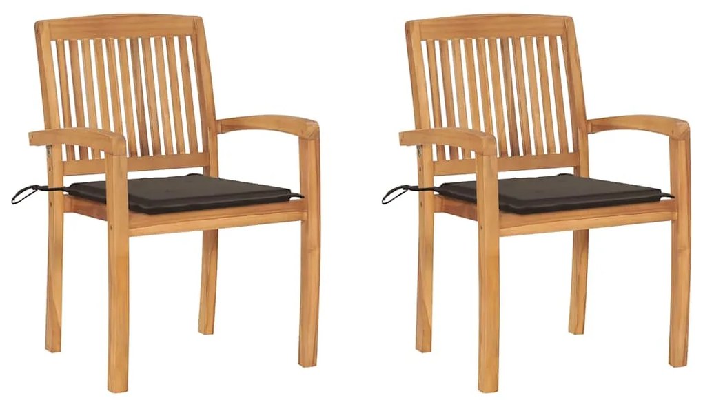 vidaXL Καρέκλες Κήπου 2 τεμ. από Μασίφ Ξύλο Teak με Taupe Μαξιλάρια