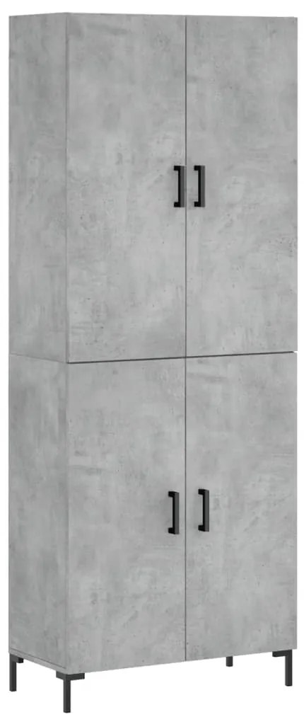 vidaXL Ντουλάπι Γκρι Σκυροδέματος 69,5x34x180 εκ. Επεξεργασμένο Ξύλο