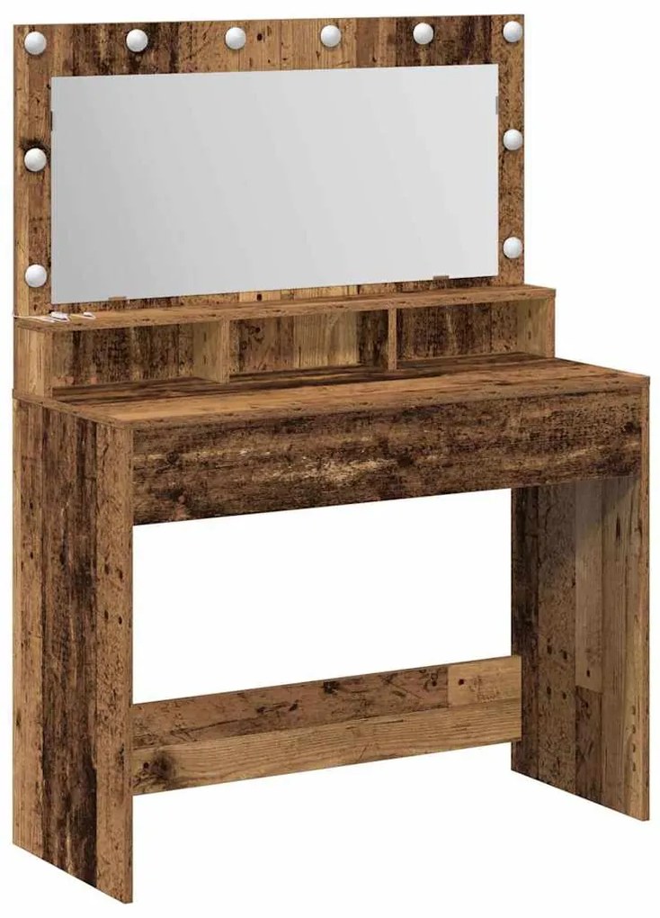 vidaXL Τραπέζι Μακιγιάζ με ράφι Παλαιό ξύλο 100 x 41 x 135 εκ.