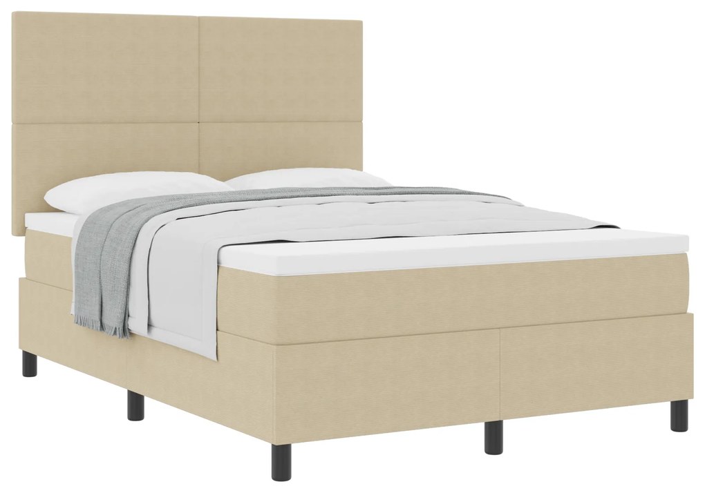 vidaXL κρεβάτι Box Spring  με Στρώμα Ανοιχτό Πράσινο Γκρι 140x200 εκ. Ύφασμα Βελουτέ