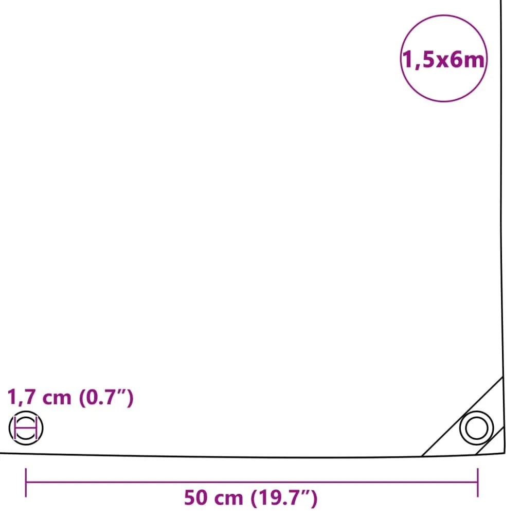 vidaXL Μουσαμάς Πράσινος 1,5 x 6 μ. 650 γρ./μ.²