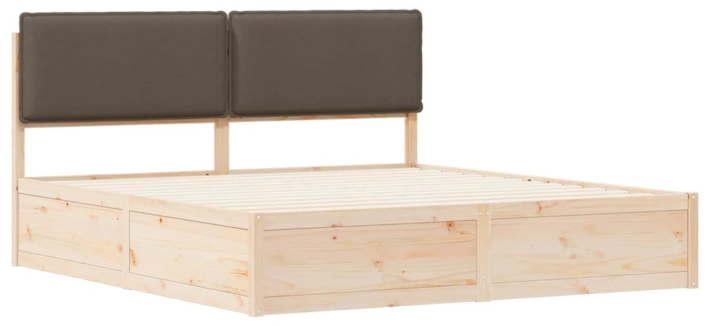 vidaXL Σκελετός Κρεβατιού με Επενδεδυμένο Κεφαλάρι Taupe 200 x 200 cm