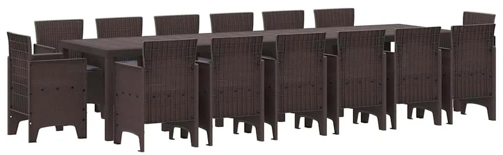 vidaXL Σέτ φαγητού για κήπο 15 pcs Καφέ Rattan Polt