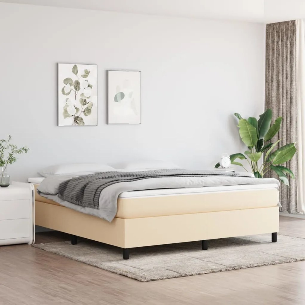 vidaXL Κρεβάτι Boxspring με Στρώμα Κρεμ 160x200 εκ. Υφασμάτινο