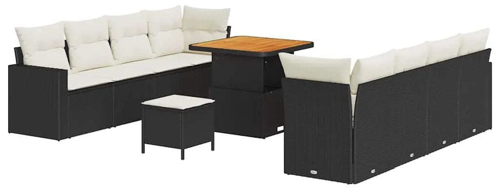 vidaXL Σετ Καναπέ Κήπου Ρυθμιζόμενο ύψος 11 pcs Μαύρο συνθετικό ρατάν