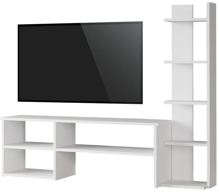 Σύνθετο σαλονιού Perla pakoworld σε λευκή απόχρωση 120x29.5x41,8εκ