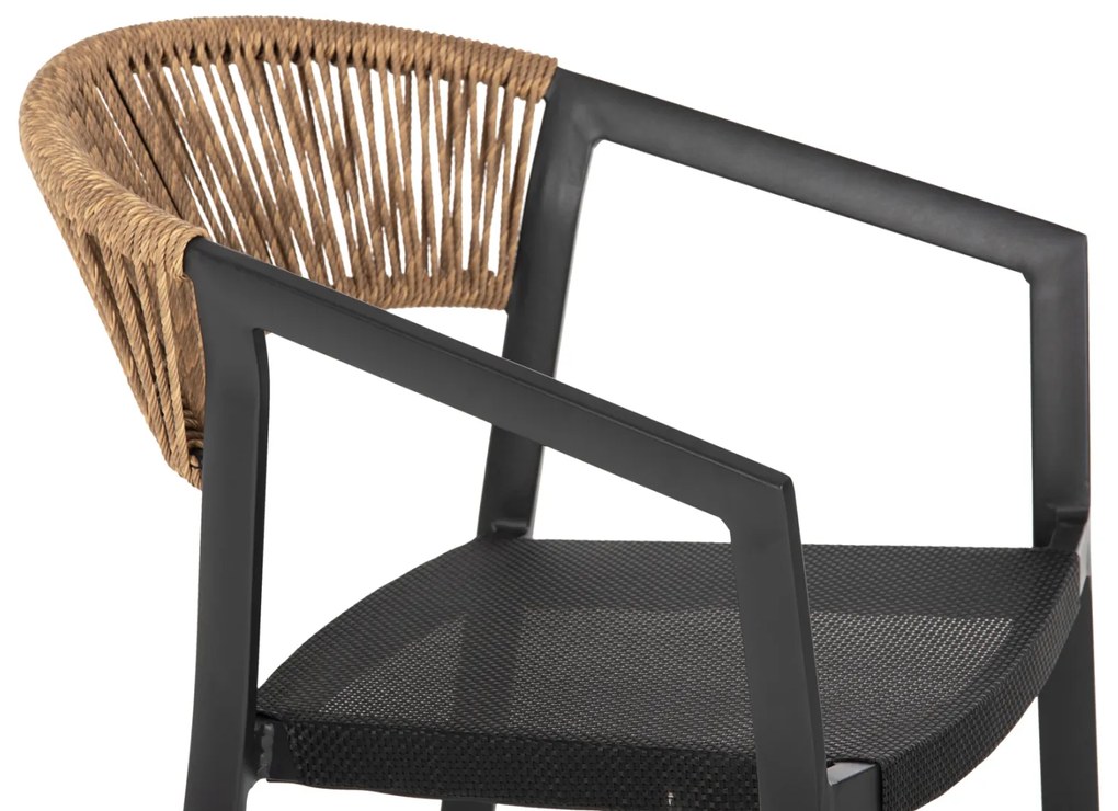 ΣΚΑΜΠΟ ΑΛΟΥΜΙΝΙΟΥ HM5892.15 ΜΕΣΑΙΟΥ ΥΨΟΥΣ RATTAN &amp; TEXTLINE ΜΑΥΡΟ ΜΠΕΖ 56,5x57x99,5Y - 0610378 - HM5892.15