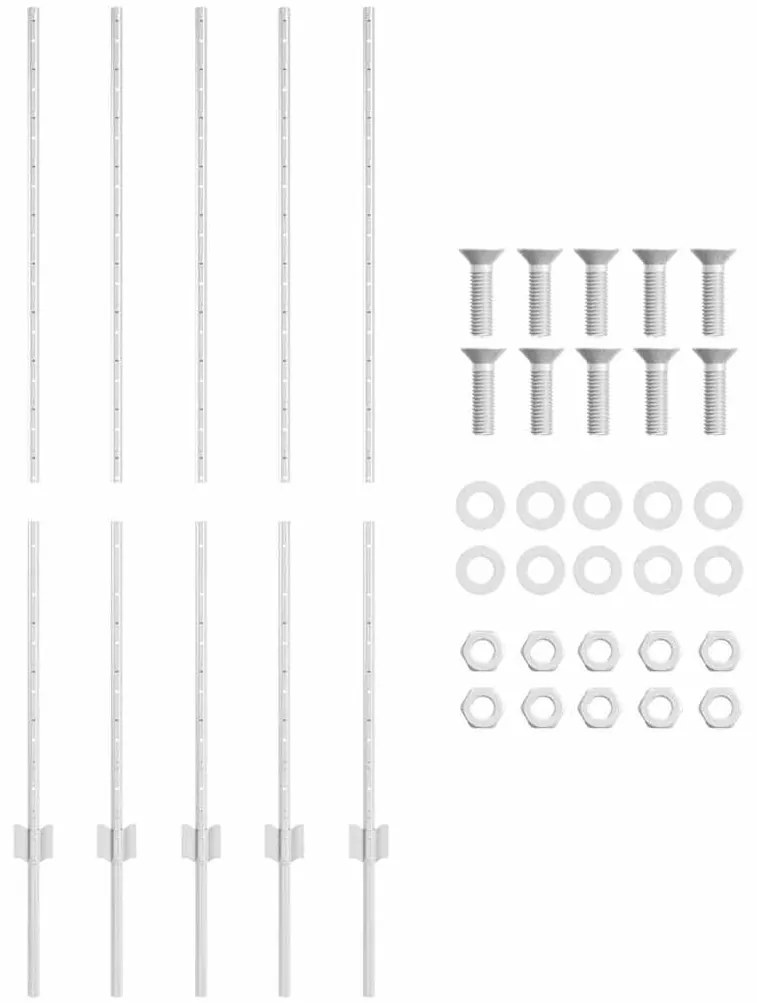 vidaXL Στήλες Φράχτη 10 pcs Ασημί 140 cm Επικαλυμμένος Χάλυβας