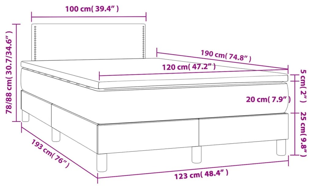 ΚΡΕΒΑΤΙ BOXSPRING ΜΕ ΣΤΡΩΜΑ &amp; LED TAUPE 120X190 ΕΚ. ΥΦΑΣΜΑΤΙΝΟ 3270036