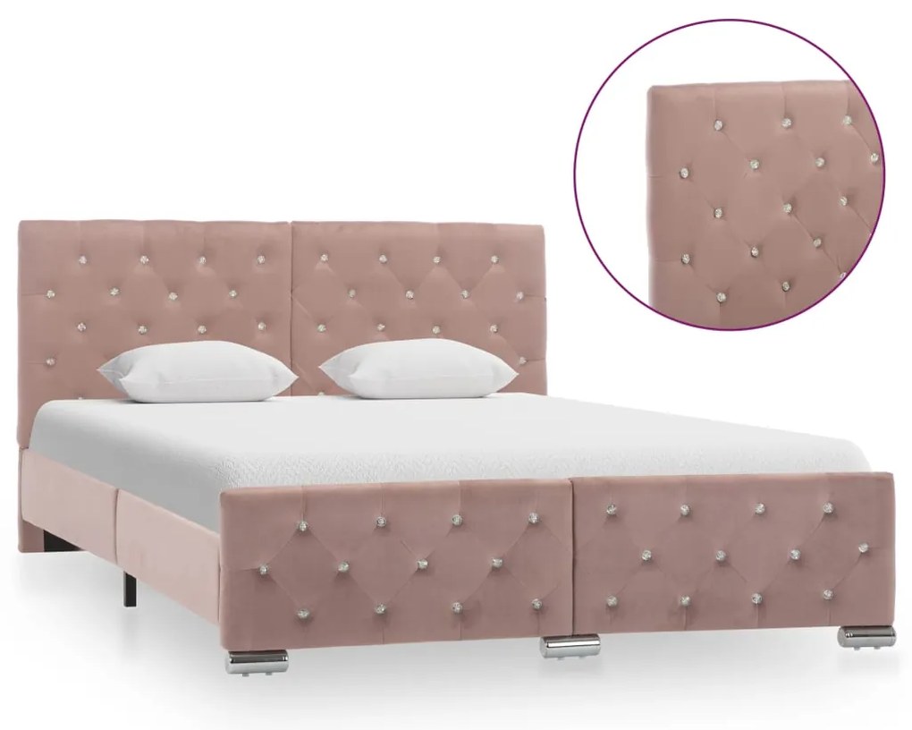 vidaXL Πλαίσιο Κρεβατιού Ροζ 140 x 200 εκ. Βελούδινο