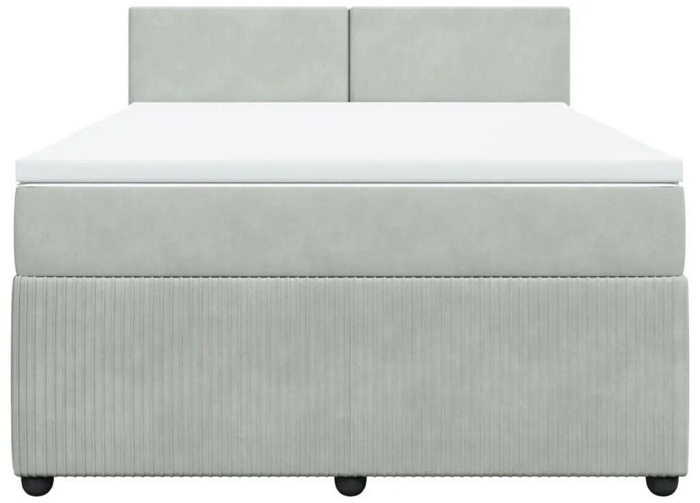 vidaXL Κρεβάτι Boxspring με Στρώμα Ανοιχτό Γκρι 140x200 εκ. Βελούδινο