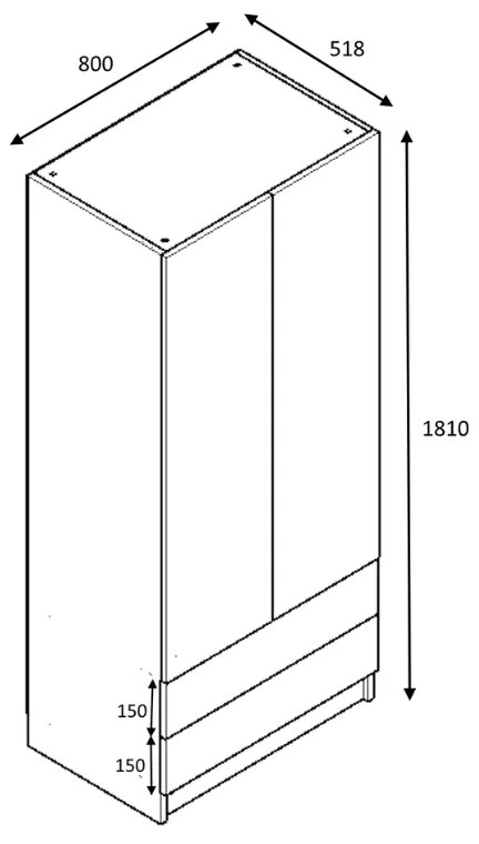 Ντουλάπα ρούχων Ricardo Megapap δίφυλλη χρώμα καρυδί 80x51,8x181εκ. - GP028-0109,3