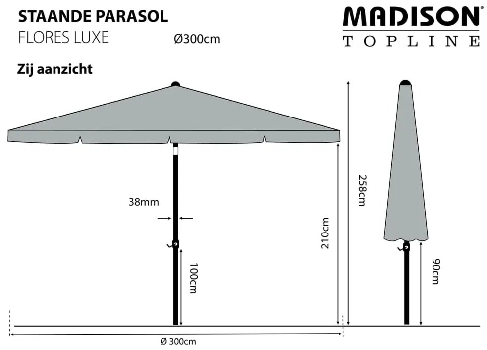 MADISON ΟΜΠΡΕΛΑ ΚΗΠΟΥ FLORES LUXE ΣΤΡΟΓΓΥΛΗ ΓΚΡΙ 300 ΕΚ. 418777