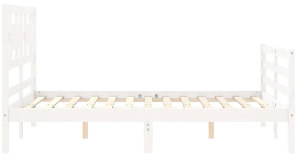 vidaXL Πλαίσιο Κρεβατιού με Κεφαλάρι Λευκό 120x200 εκ. Μασίφ Ξύλο
