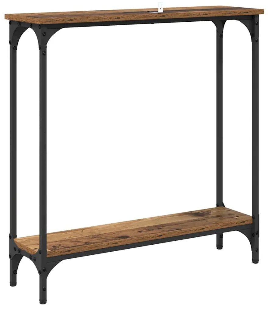 vidaXL Τραπέζι κονσόλας με ράφι Παλιό Ξύλο 75 x 22,5 x 75 εκ