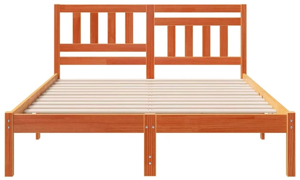 vidaXL Σκελετός Κρεβατιού Καφέ κεριού 135 x 190 cm Μασίφ ξύλο πεύκου