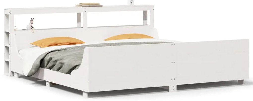 vidaXL Σκελετός Κρεβ. Χωρίς Στρώμα Λευκό 200x200 εκ Μασίφ Πεύκο
