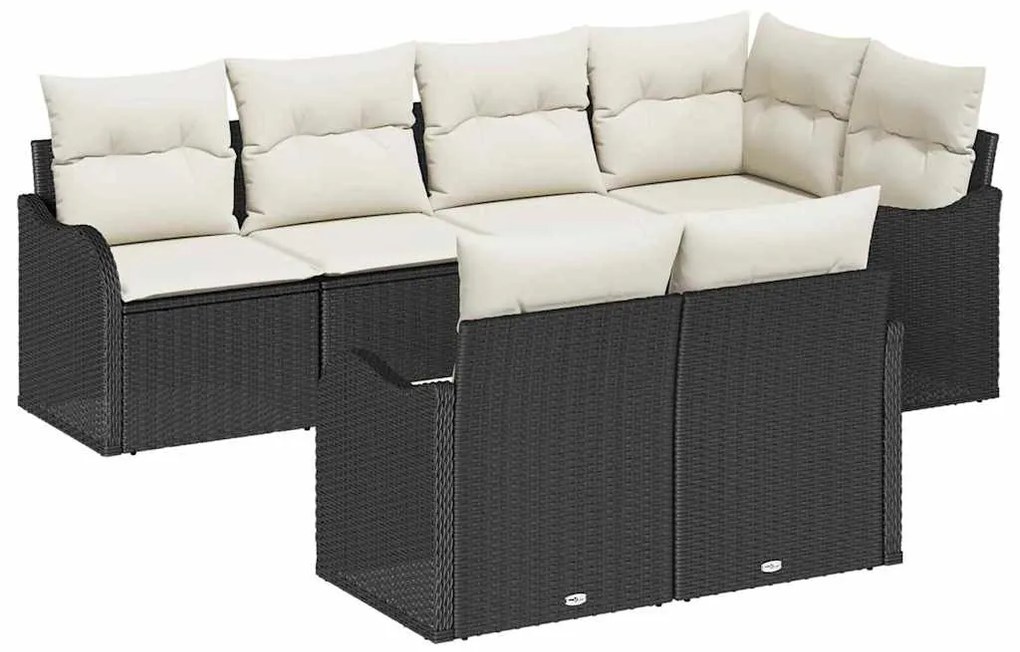 vidaXL Σετ Καναπέ Κήπου με μαξιλάρι 7 pcs Μαύρο Πολυ ράταν