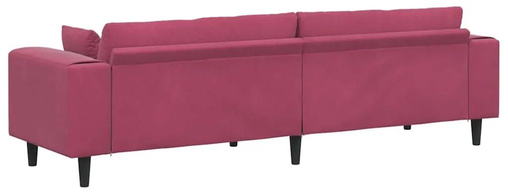 vidaXL Καναπές με μαξιλάρι Κόκκινο 250 x 77 x 76 εκ. Βελούδο
