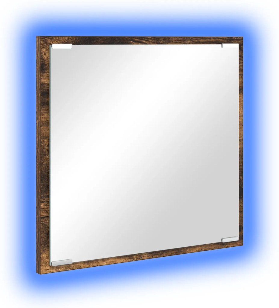 vidaXL Καθρέφτης Μπάνιου LED Καπνιστό Δρυς 40x8.5x37 εκ. Ξύλο