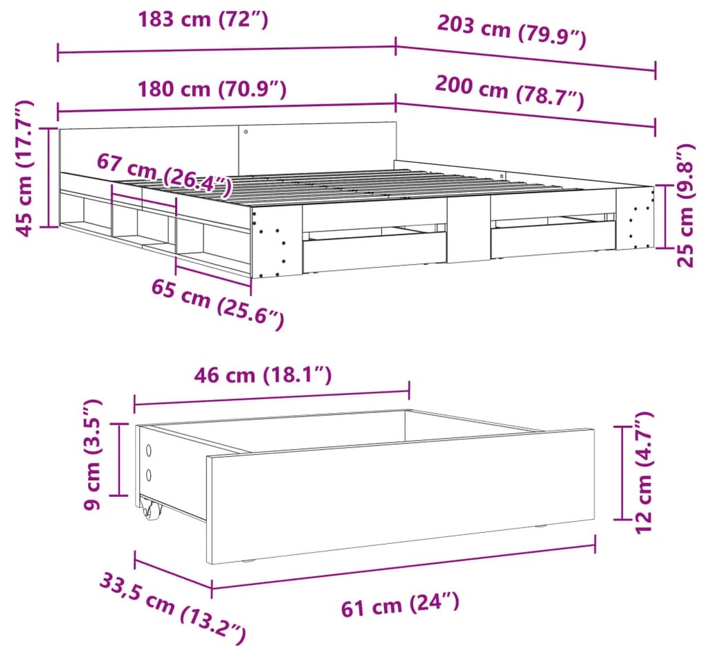 ΠΛΑΙΣΙΟ ΚΡΕΒΑΤΙΟΥ ΜΕ ΣΥΡΤΑΡΙΑ ΜΑΥΡΟ 180X200 ΕΚ ΕΠΕΞΕΡΓ. ΞΥΛΟ 3280728