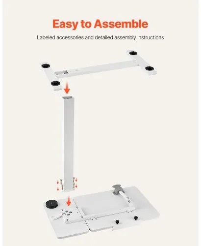 VEVOR Overbed Table Bed Side Desk with Flip Desktop Wheels &amp; Cup Holder White