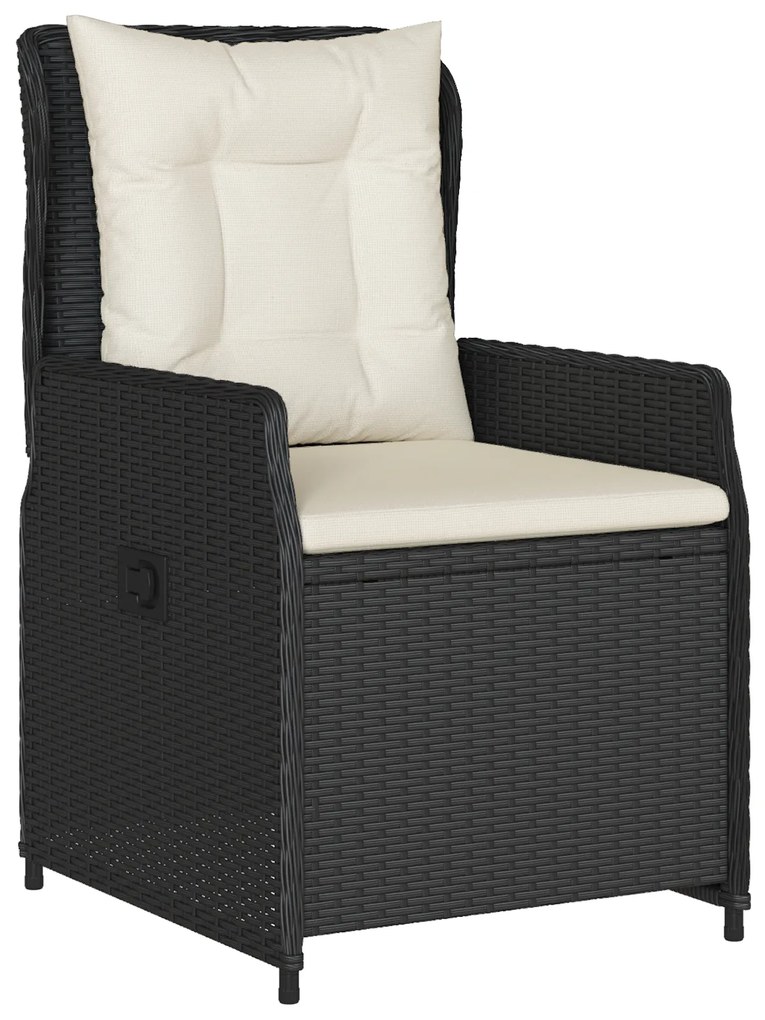 vidaXL 9 κομμάτια σετ κήπου με τραπέζι, μαύρο πολυ rattan